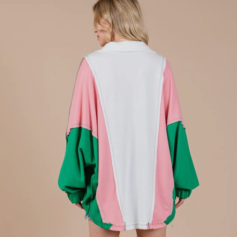 Contrast Collared Oversized Sweatshirt - Picture 7 of 7
